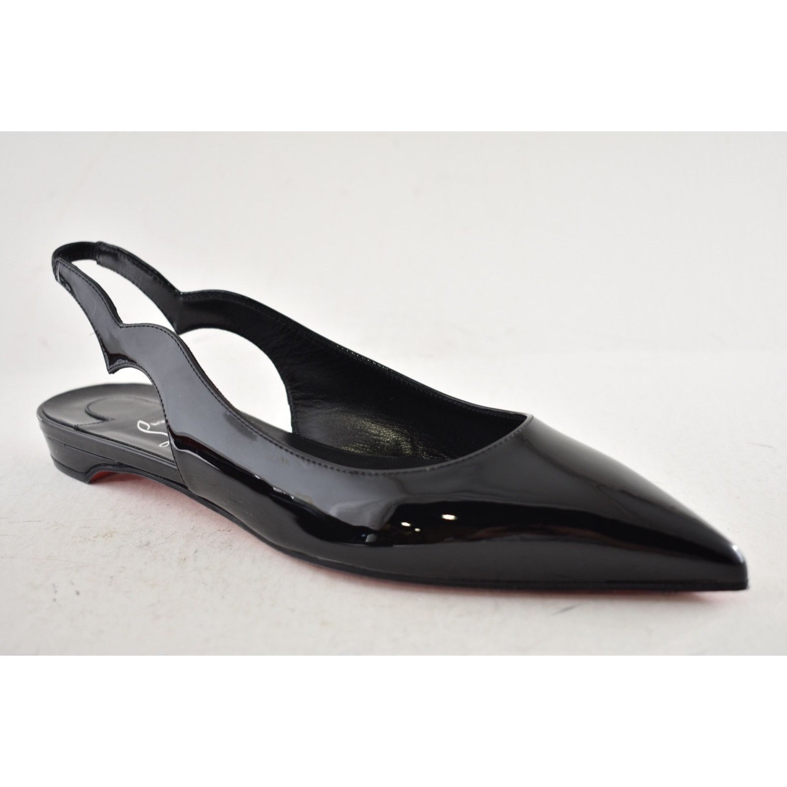 Christian Louboutin Hot Chickita Sling Flat Black Patent
