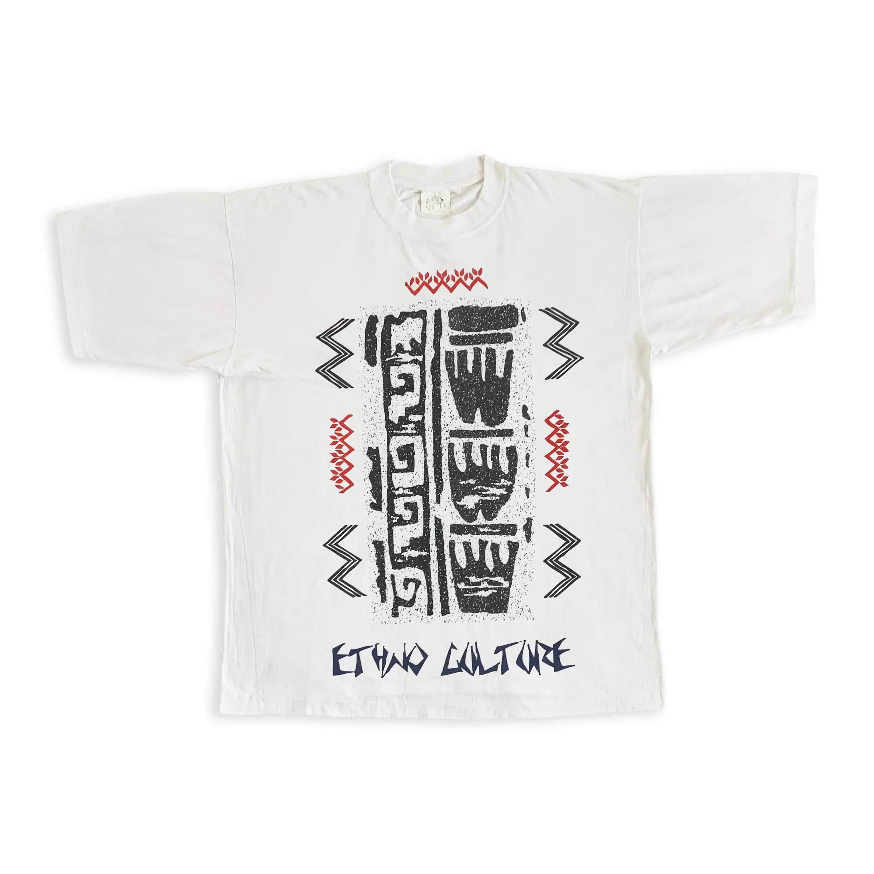 Vintage 80s 90s ETHNO CULTURE T Shirt Single Stitch Tee Boxy Tribal Size US XL / EU 56 / 4 - 2 Thumbnail