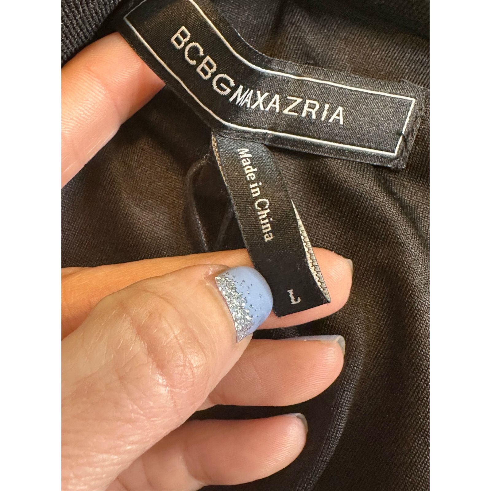 BCBGMaxAzria black metallic fringe skirt size large