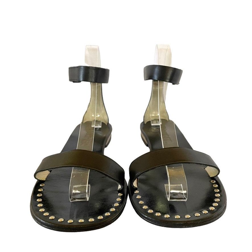 Jil Sander Jil Sander Black Leather Studded Flat Sandals Shoes Size US 7.5 / IT 37.5 - 2 Thumbnail