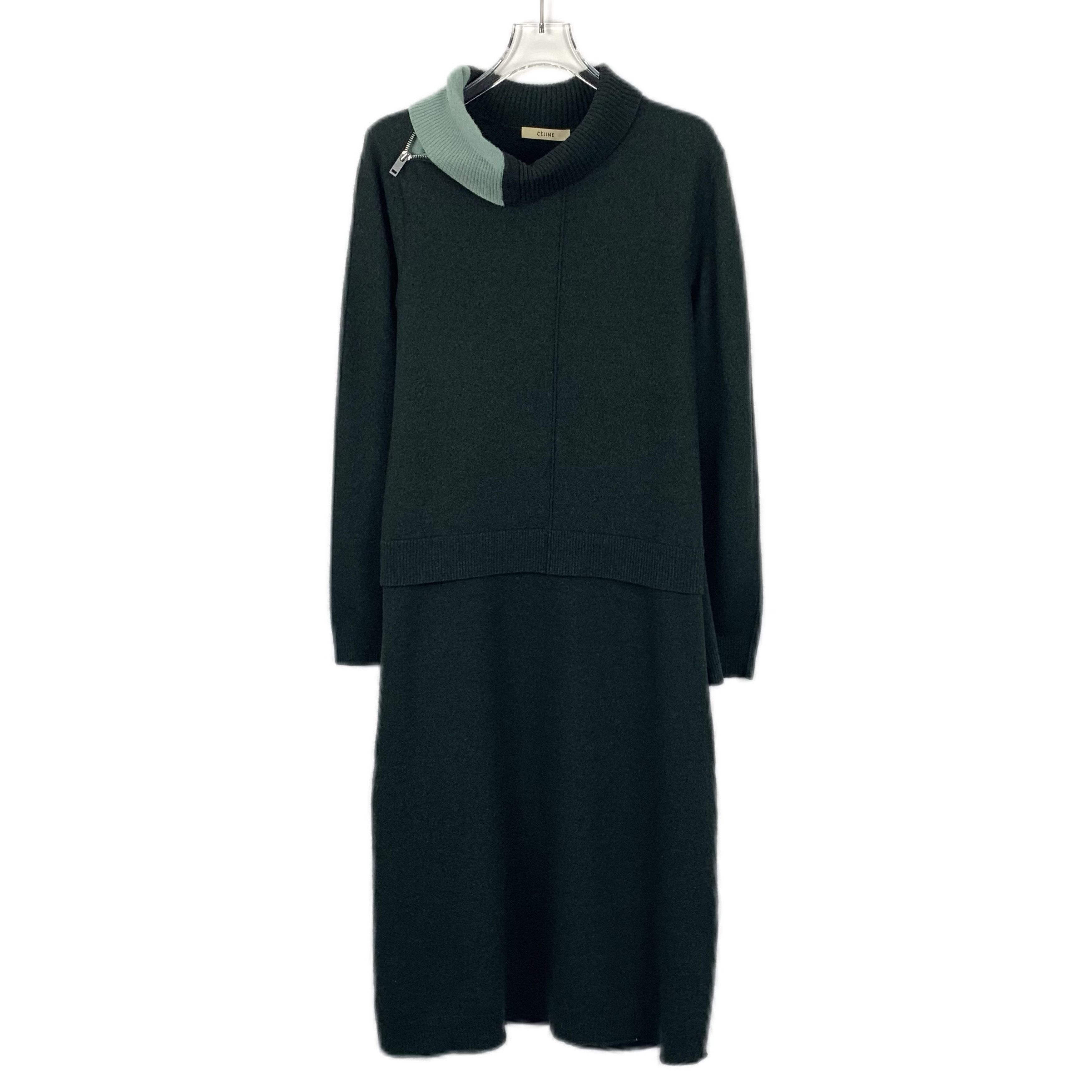 Celine Celine Wool Knit Maxi Dress Dark Green (Size XS) Size XS / US 0-2 / IT 36-38 - 1 Thumbnail