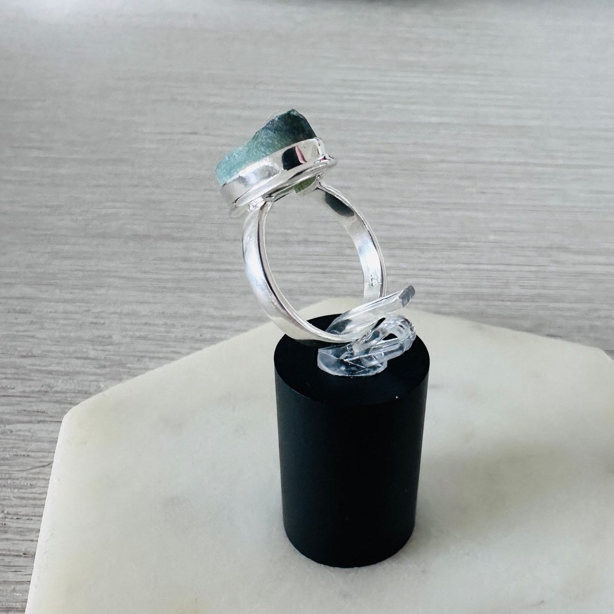 The Unbranded Brand Azurite Rough 925 Sterling Silver Ring Size 7.5 Size ONE SIZE - 3 Thumbnail