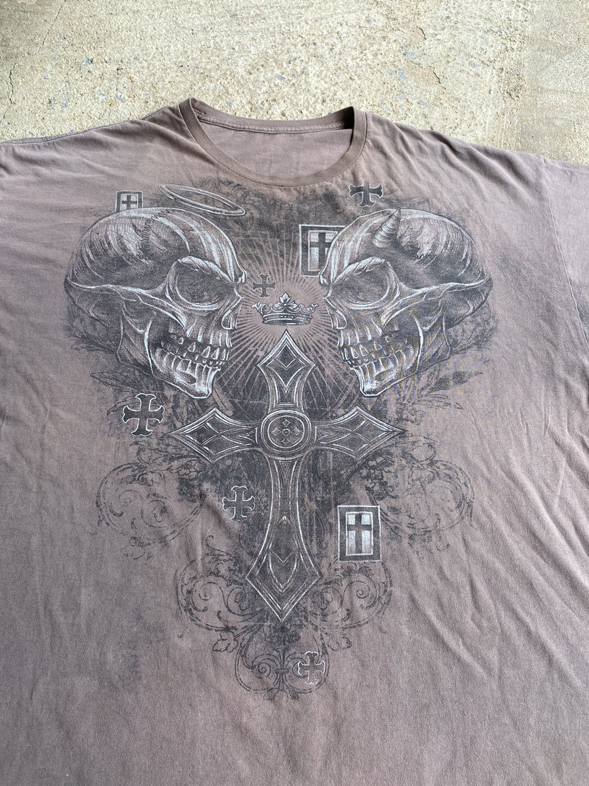 Japanese Brand × Vintage Vintage Y2K Skull Cross Affliction Style Oversized Shirt Size US XXL / EU 58 / 5 - 6 Thumbnail