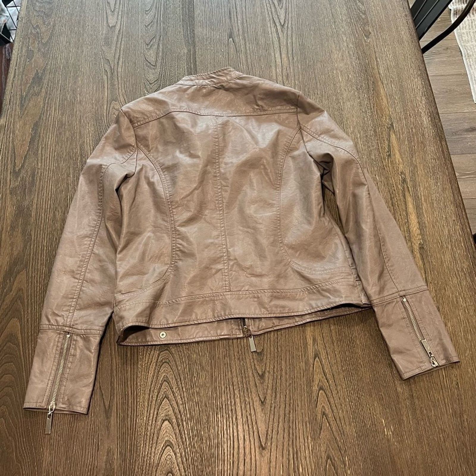 Apt. 9 Apt 9 Taupe Faux Leather Motorcycle Jacket Size M Size M / US 6-8 / IT 42-44 - 8 Thumbnail