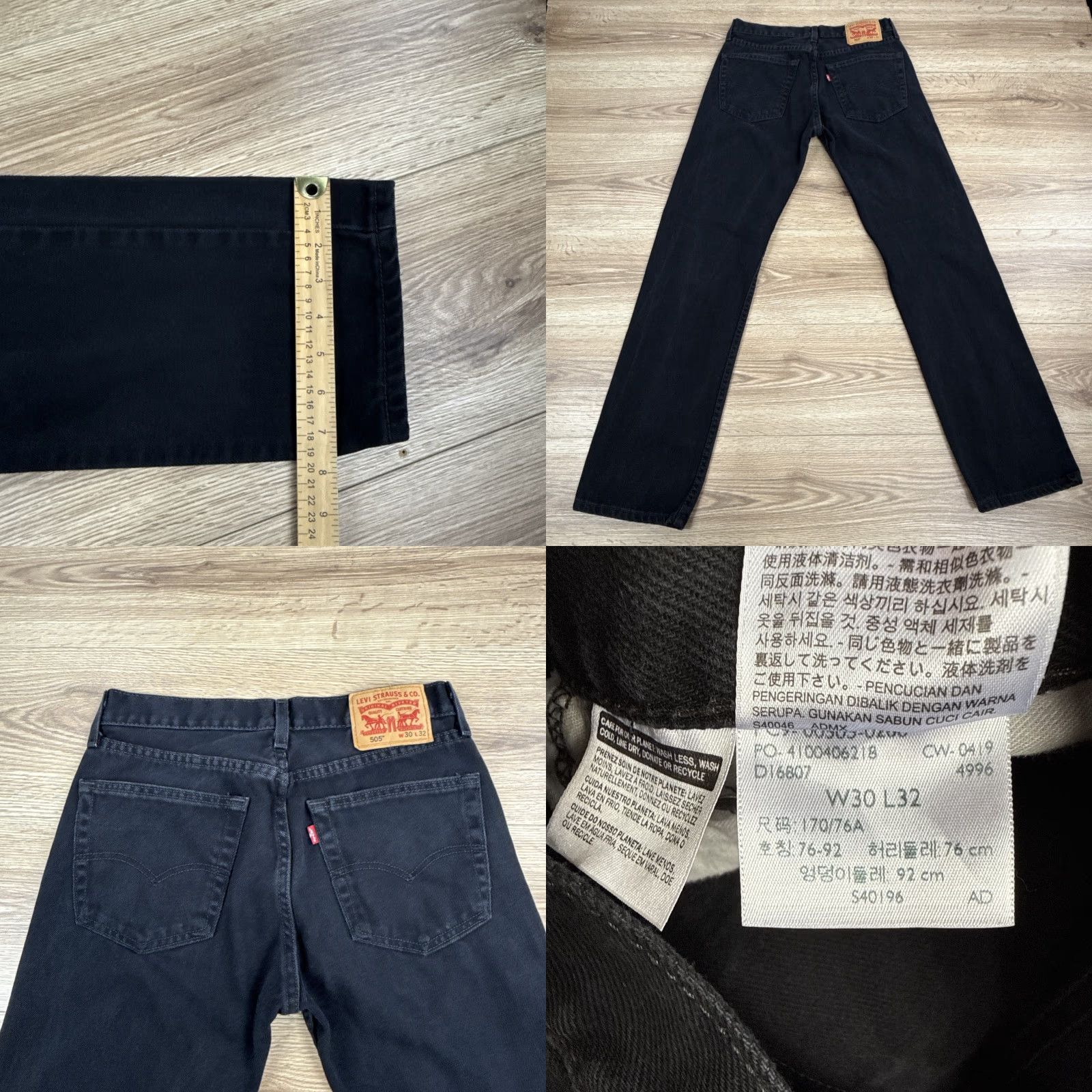 Levi's VINTAGE Levi's 505 Jeans Men’s 30x32 Denim Cotton Straight Inseam 32 Black Mens Size US 30 / EU 46 - 8 Thumbnail