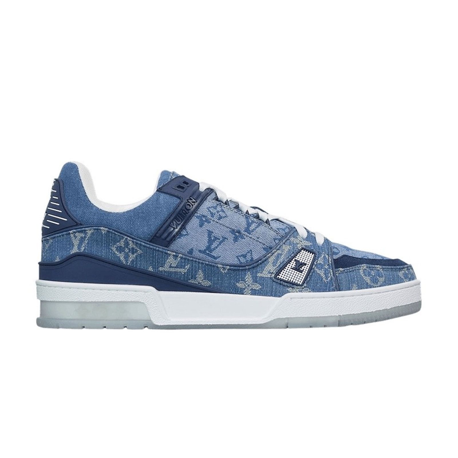 Louis Vuitton Louis Vuitton Blue Denim Monogram LV Logo Low Top Trainer Size US 10 / EU 43 - 1 Thumbnail