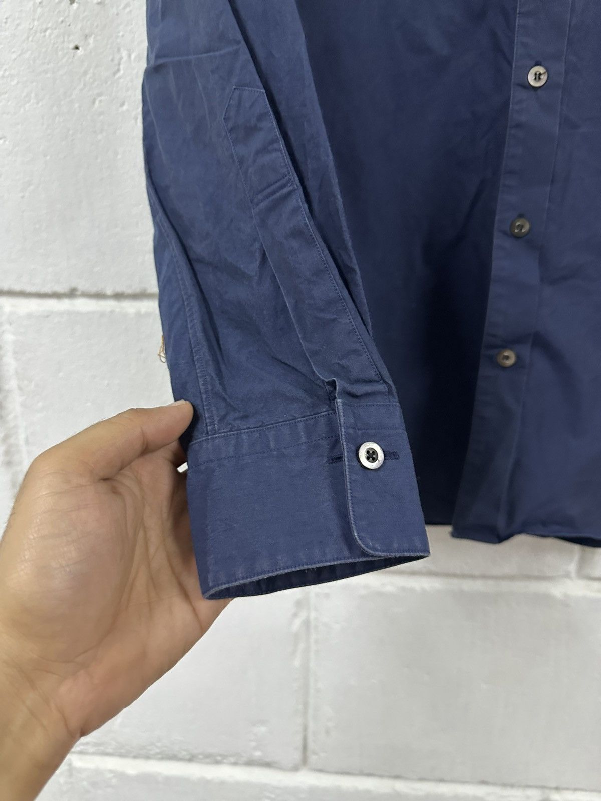 N.Hoolywood N.Hollywood 100% Cotton Blue Black Shirt Size US M / EU 48-50 / 2 - 5 Thumbnail