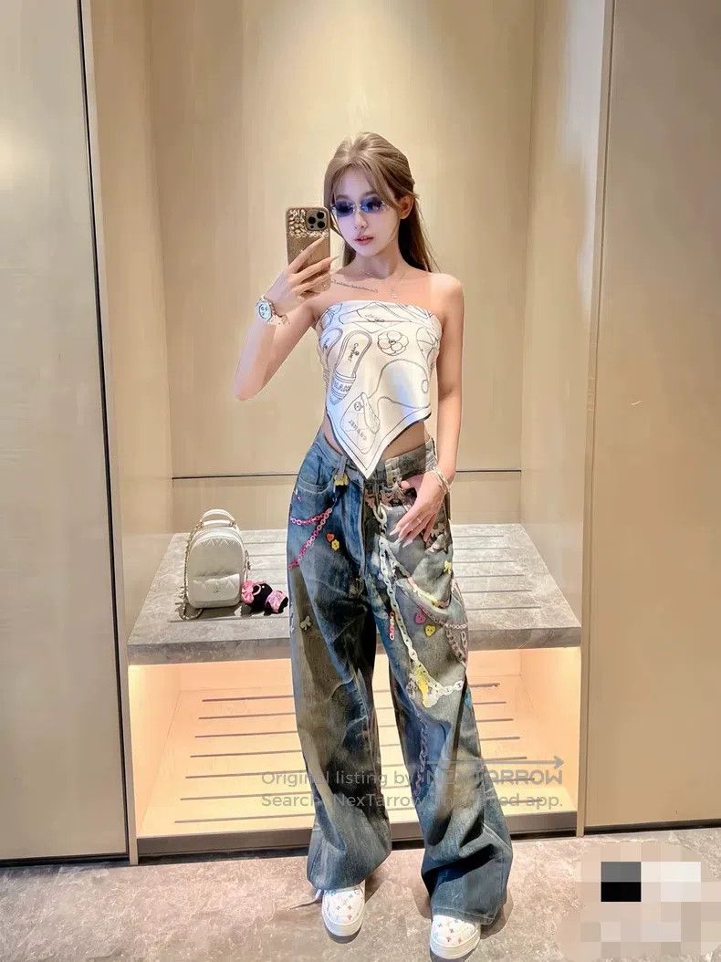 Acne Studios Acne Studios Candy Chain 3D Printed Loose Low-Rise Wide-Le Size 35" - 5 Thumbnail