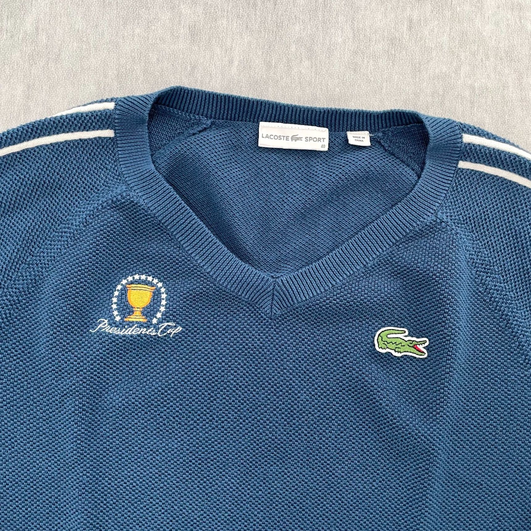 Lacoste VINTAGE Lacoste Sweater Men 40 Blue Golf Preppy Pullover Long Sleeve Cotton Mens Size US L / EU 52-54 / 3 - 3 Thumbnail