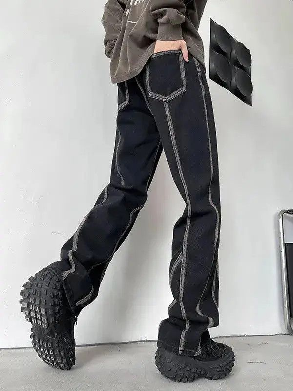 Japanese Brand Retro straight leg spliced high street jeans Size US 32 / EU 48 - 4 Thumbnail