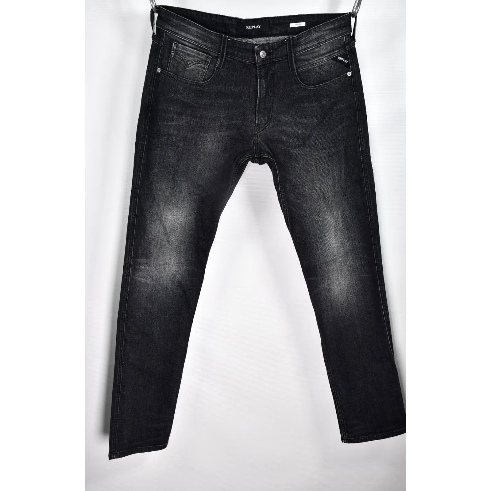 Replay Replay Anbass M914 Jeans Men Slim Skinny Stretch Denim Black W34/L32 98% Cotton 2% Elastane Regular Size MENS Jeans Size US 34 / EU 50 - 2 Thumbnail