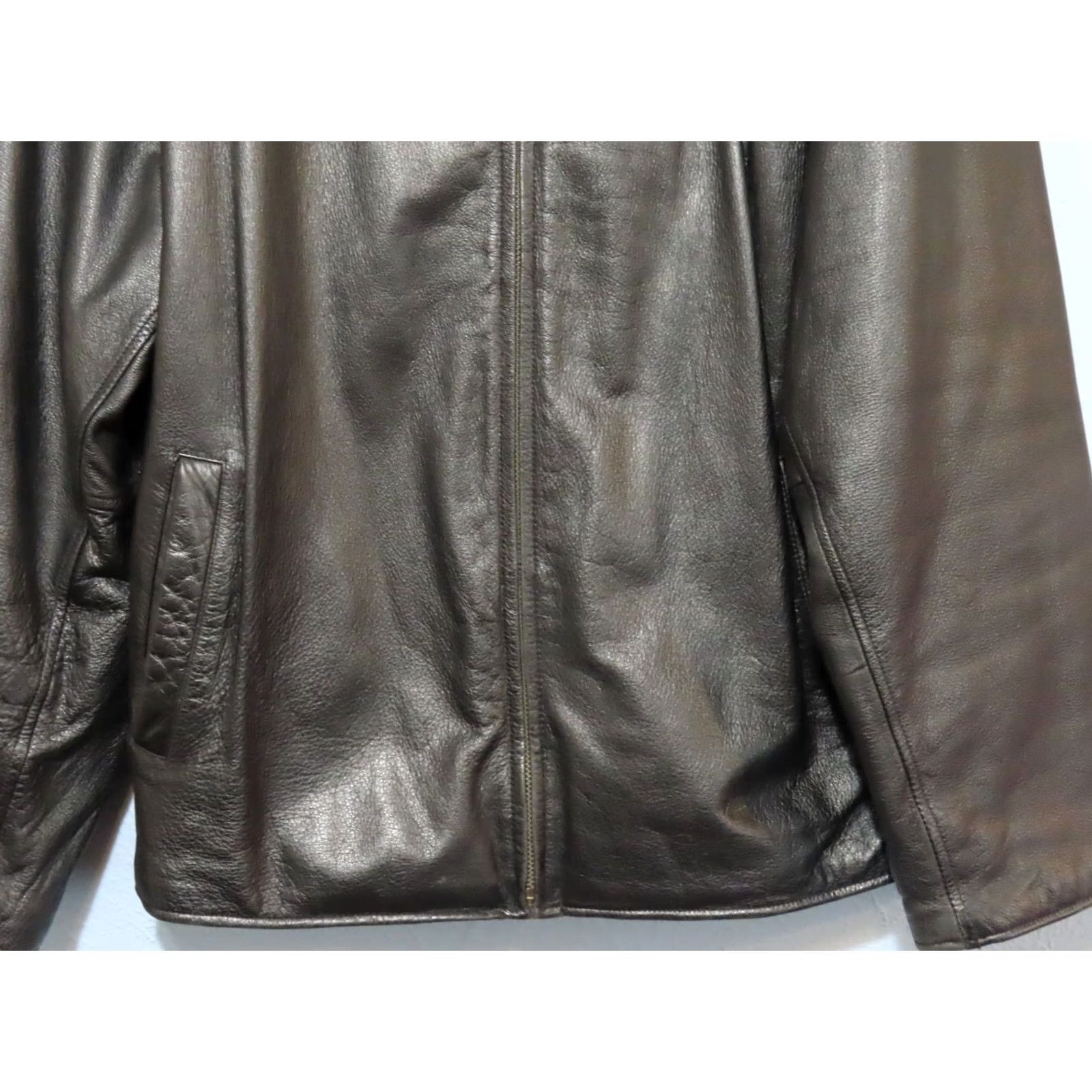 Dockers DOCKERS Jacket Leather 100% Cow Black XL Men Bomber Full Zip Mid-Length Solid Logo Zipper Casual Formal Workwear Spring Fall Winter Mens Size US XL / EU 56 / 4 - 2 Thumbnail