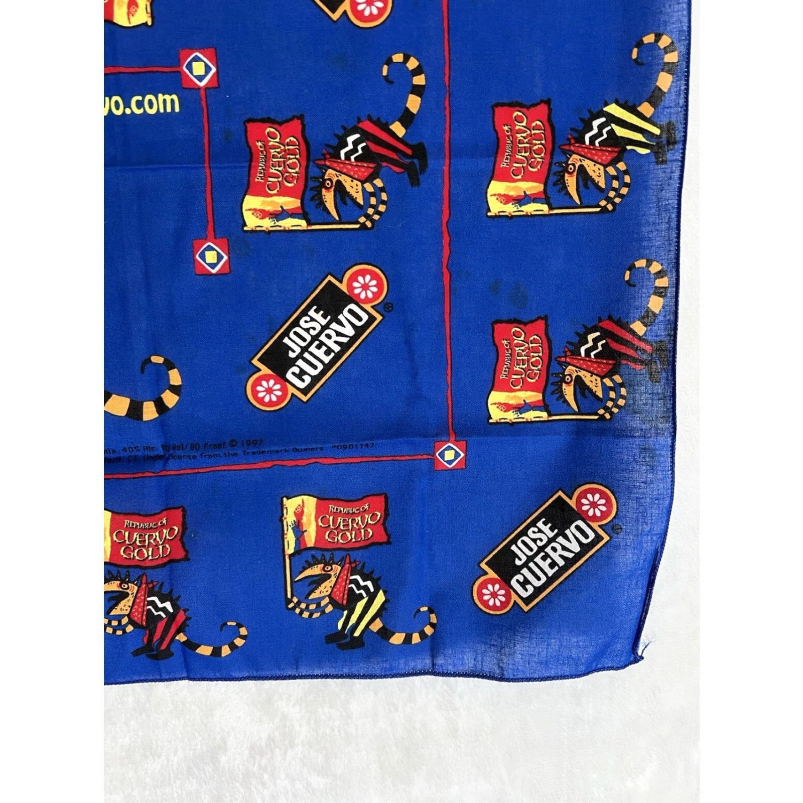 Vintage Vintage 90s Jose Cuervo Tequila Bandana Handkerchief USA Made 1997 Cuervo Gold Size ONE SIZE - 5 Thumbnail