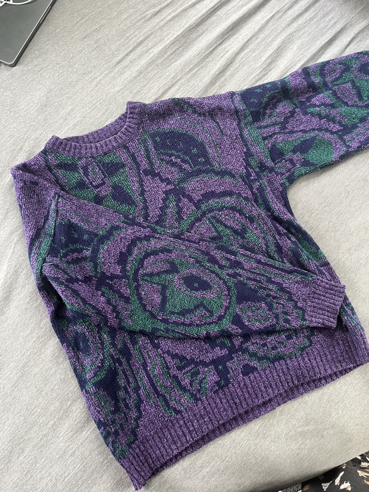 Le TIGRE Le Tigre Purple/Green Camo Sweater Size US L / EU 52-54 / 3 - 3 Thumbnail