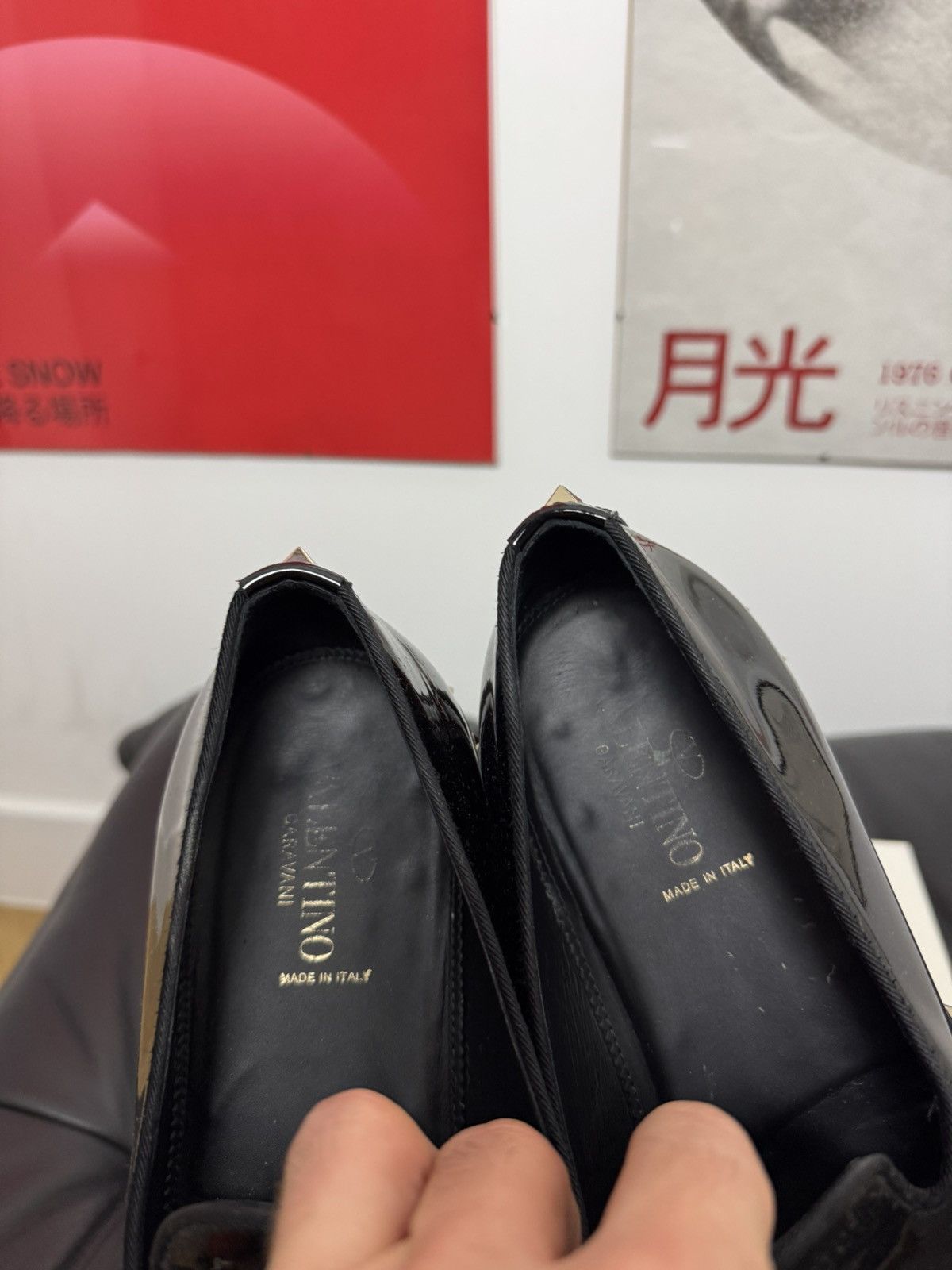 Valentino Valentino Rock Stud Leather Shinny Black Designer Loafers Size US 9.5 / EU 42-43 - 8 Thumbnail