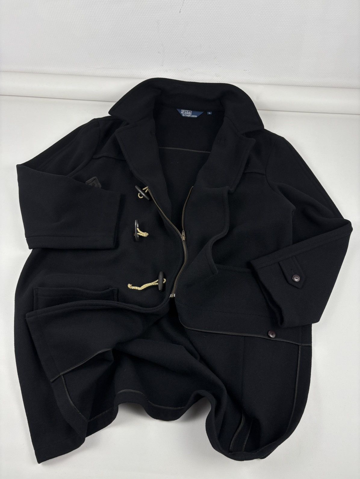 Polo Ralph Lauren DEADSTOCK 90’s POLO RL Admiral Wool Black Duffle Toggle Pea Coat Jacket Trench XL Size US XL / EU 56 / 4 - 7 Thumbnail