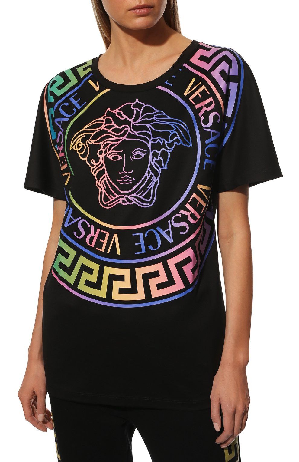 Image of Versace Medusa Head Logo Print T-Shirt Women's Size It 40