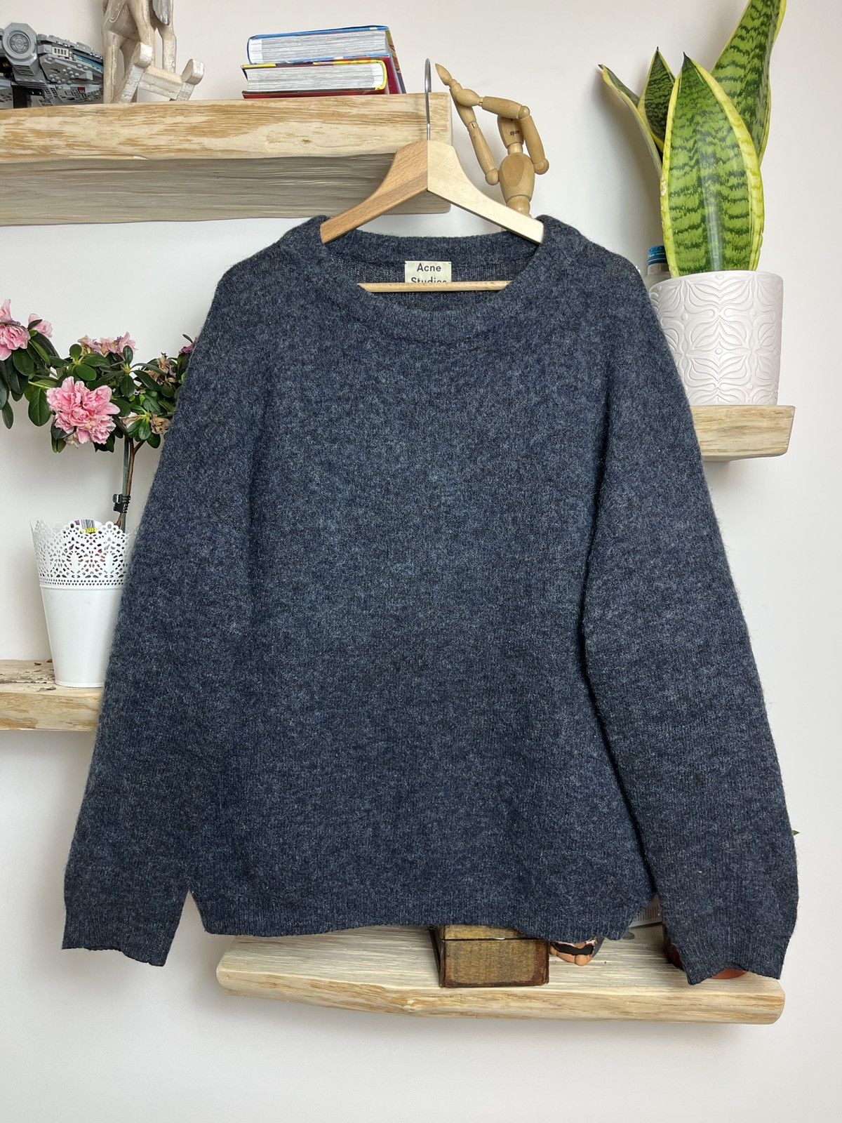 Pre-owned Acne Studios Luxury Y2k Avantgarde Wool Sweater Boxy Cropped In Gray