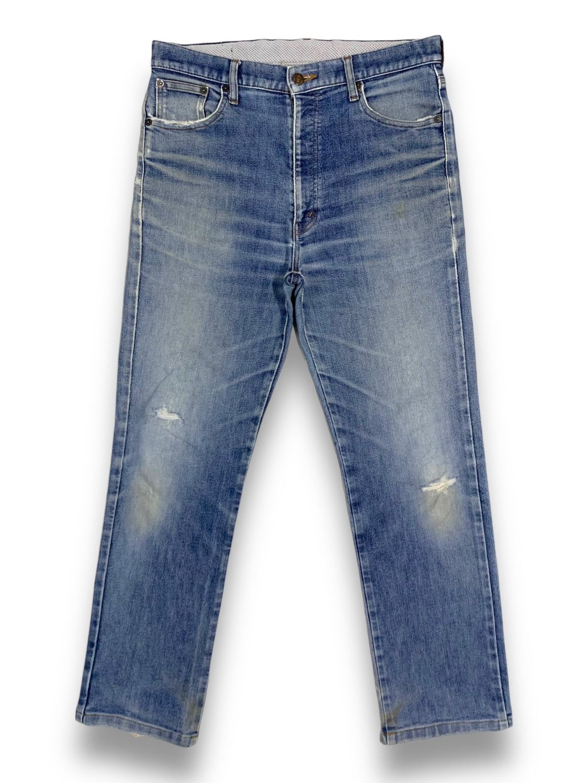 image of Vintage 90's Bobson Blue Washed Loose Distressed Jeans, Men's (Size 32)