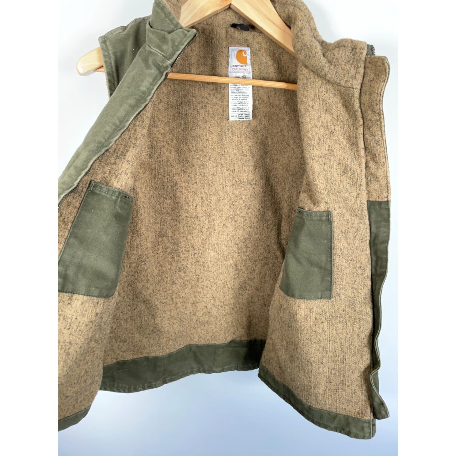 Carhartt VINTAGE Carhartt Vest Women's Large Green Sherpa Lined Canvas Zip Up WV001 LOV Mock Neck Size L / US 10 / IT 46 - 4 Thumbnail