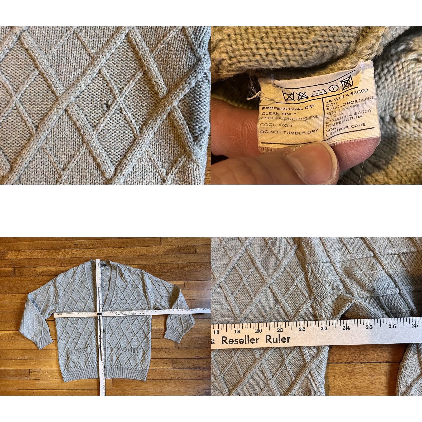 Salvatore Ferragamo Salvatore Ferragamo Diamond Cardigan Sweater Women’s Large Beige Size L / US 10 / IT 46 - 8 Thumbnail