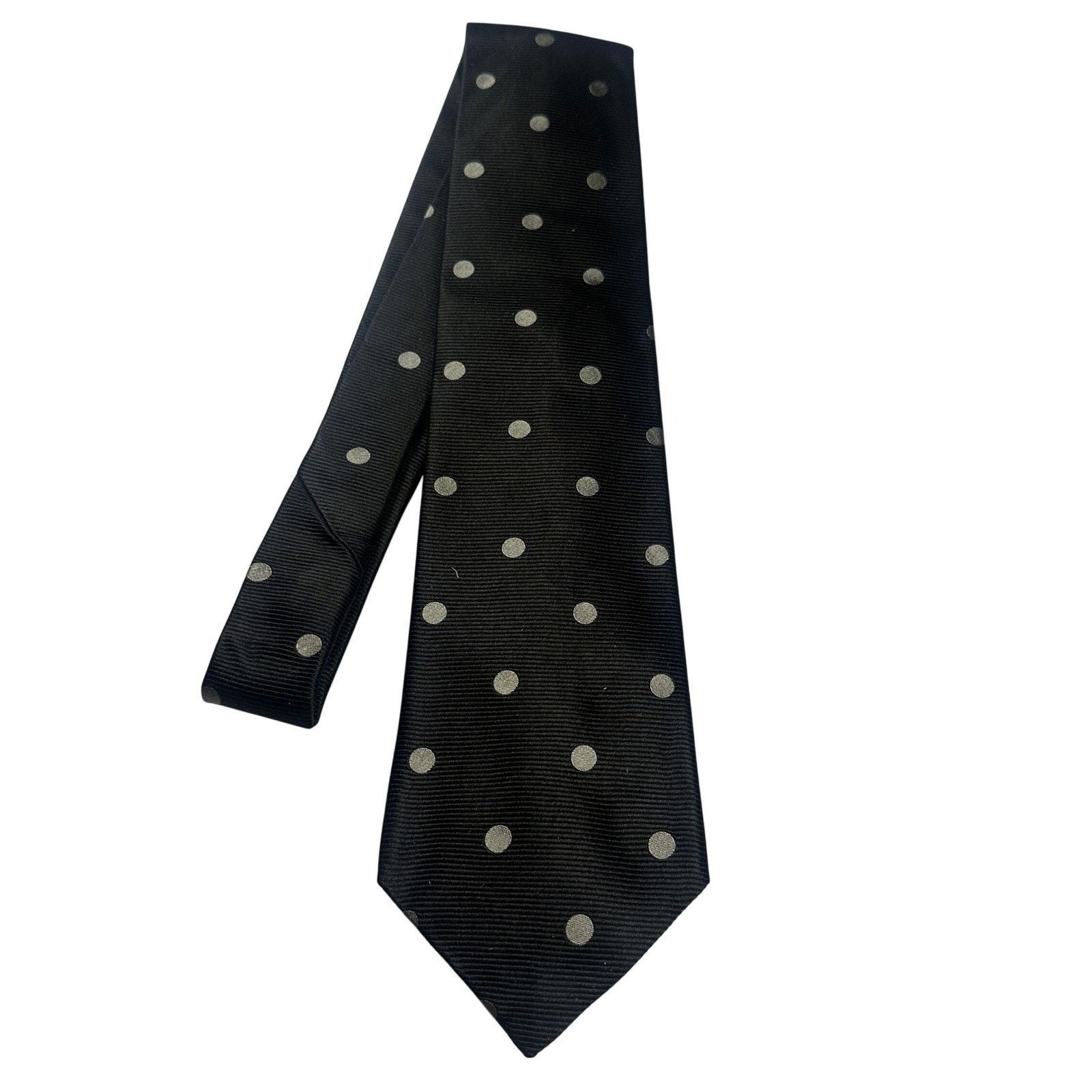 Paul Fredrick Paul Fredrick Mens Black Polka Dot Silk Tie NWT Size ONE SIZE - 1 Thumbnail