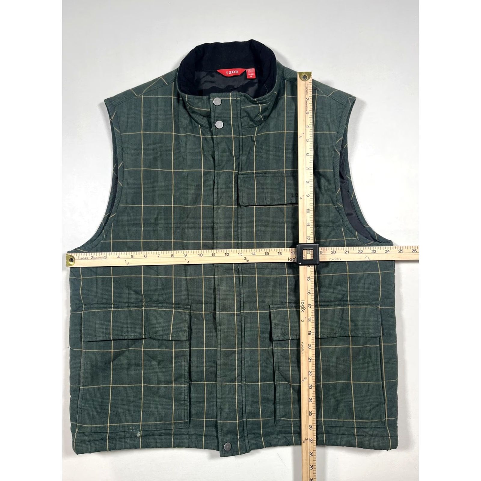 Izod VINTAGE IZOD Vest Mens XL Green Plaid Quilted Insulated Snap Pockets Lined Outdoor Size US XL / EU 56 / 4 - 7 Thumbnail