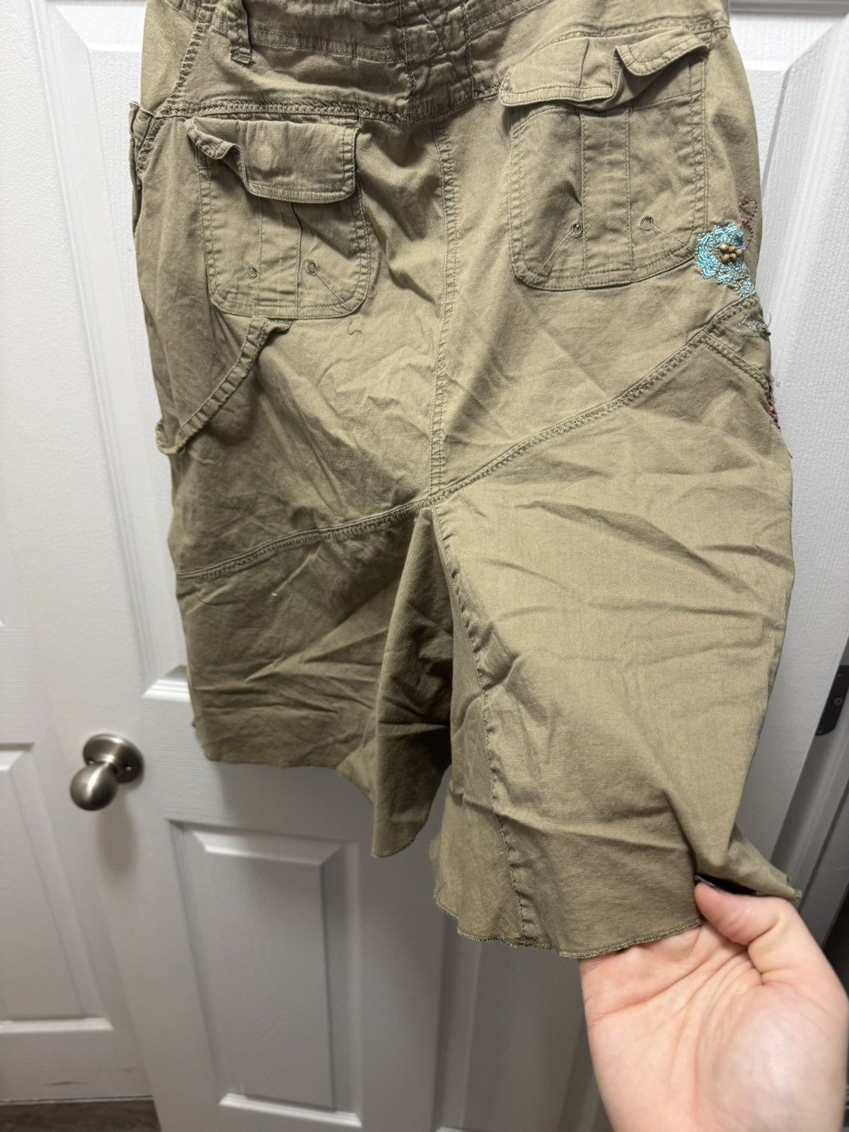 Custommade × Vintage Soho Jeans Cargo Skirt Custom Beaded Hippie Stoner Skirt Size 30" / US 8 / IT 44 - 3 Thumbnail