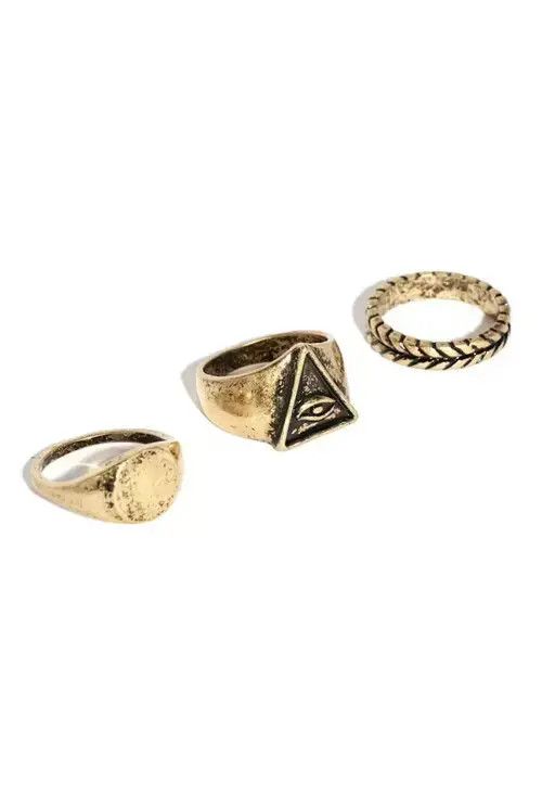 High Sport × Jewelry × Ring Of Fire 3pc Eye Ring Set in Black and Gold Size ONE SIZE - 2 Thumbnail
