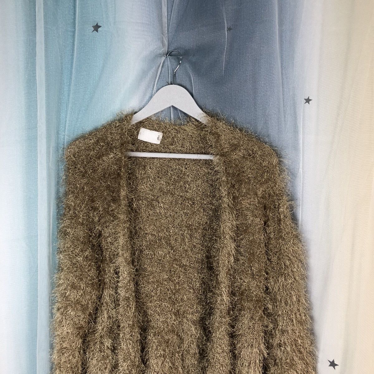 Aran Isles Knitwear × Homespun Knitwear × Japanese Brand Oversized KBF Gold Shag Shaggy Fur Mohair Cardigan #859 Size ONE SIZE - 2 Thumbnail