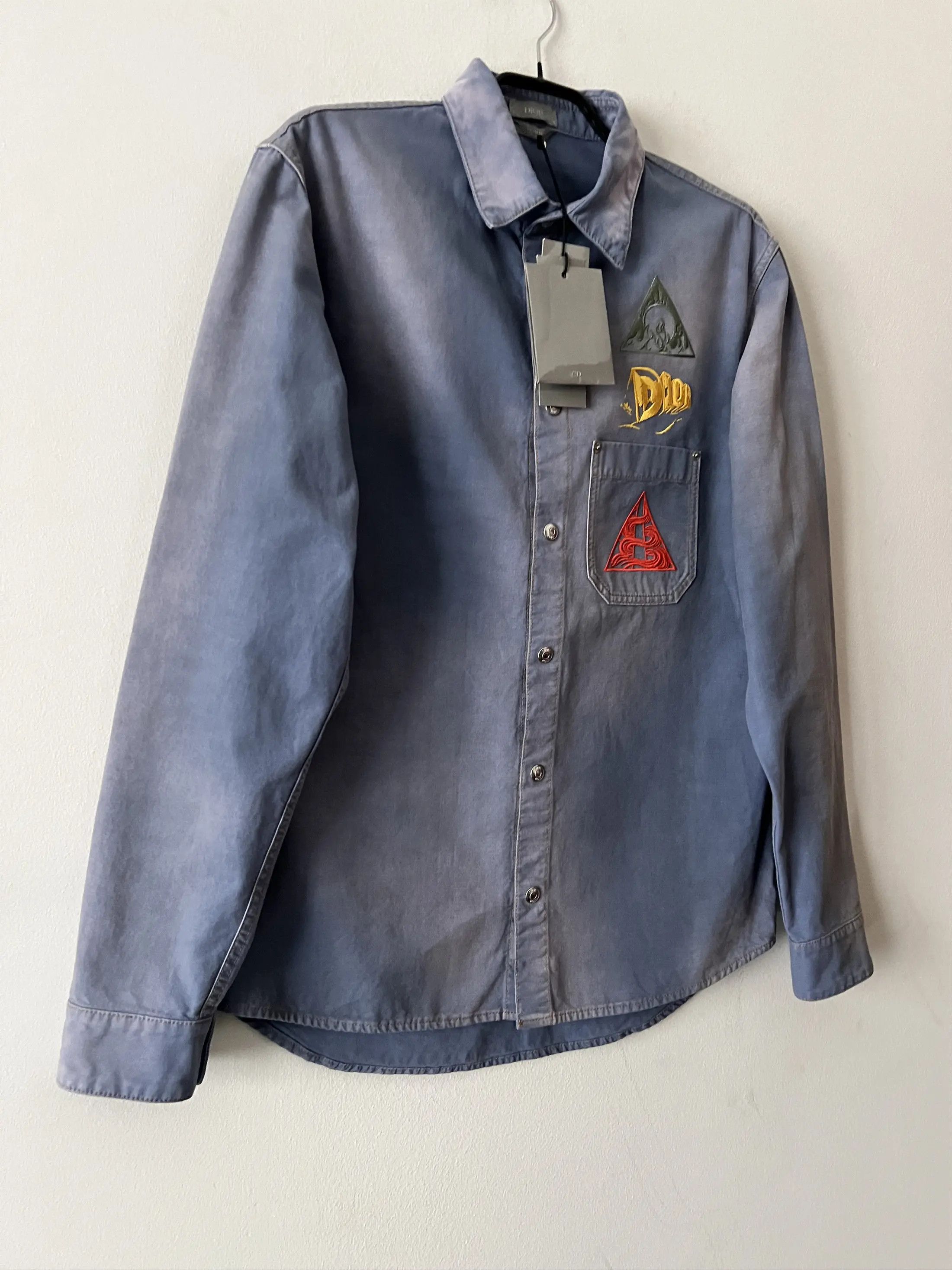 Dior Astro Embroidered Patch Denim Long Sleeve Shirt Size US M / EU 48-50 / 2 - 6 Thumbnail