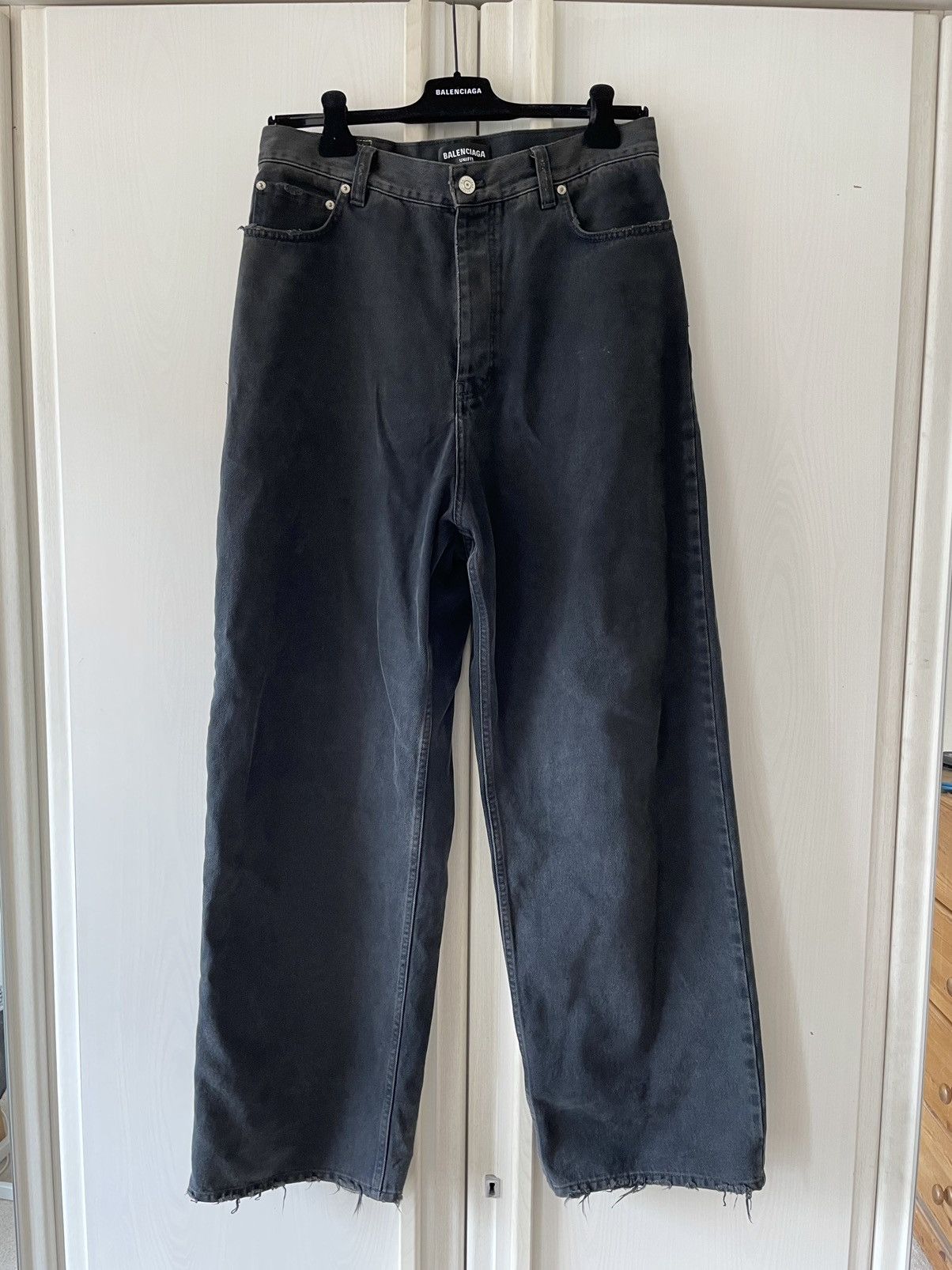 image of Balenciaga Fall23 Oversized Washed Black Denim (M), Men's (Size 30)