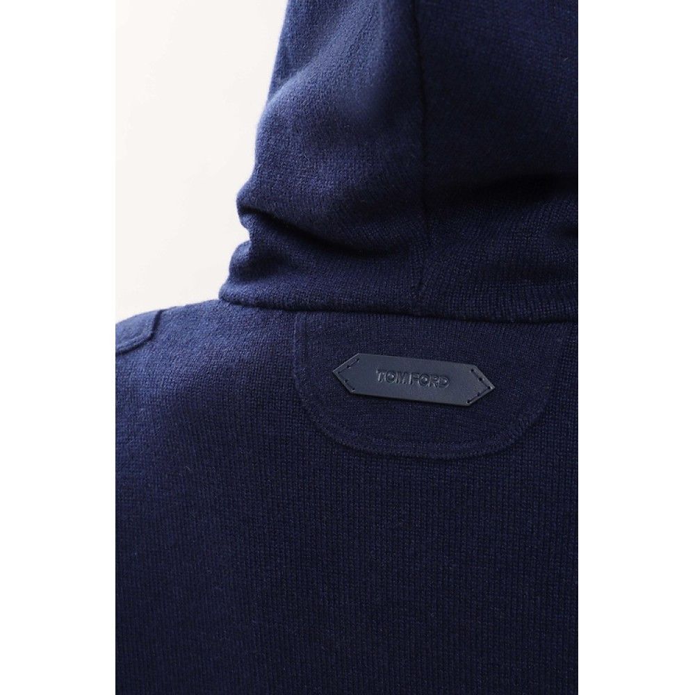 Tom Ford o1loc1c0924 FLK008 Cashmere Hoodie in Dark Blue Size XL / US 12-14 / IT 48-50 - 5 Thumbnail