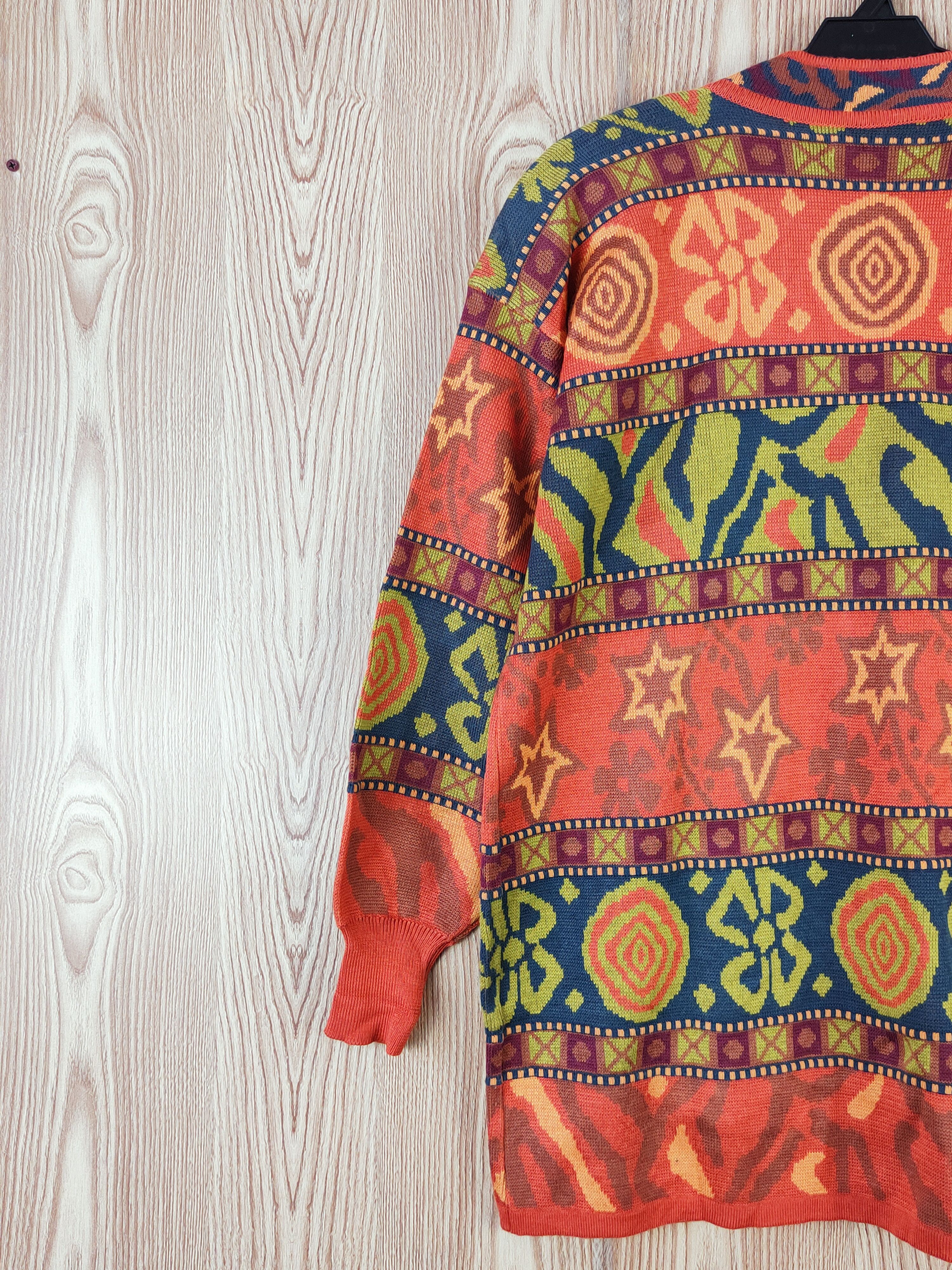 Vintage Dongwon Orange art Knitwear Cardigan #W746 Size US L / EU 52-54 / 3 - 8 Thumbnail