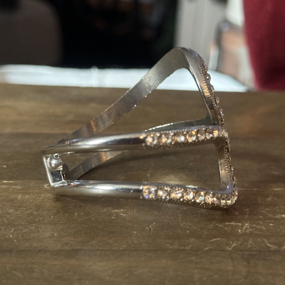 Vintage Vintage double loop rhinestone clamper bracelet Size ONE SIZE - 4 Thumbnail