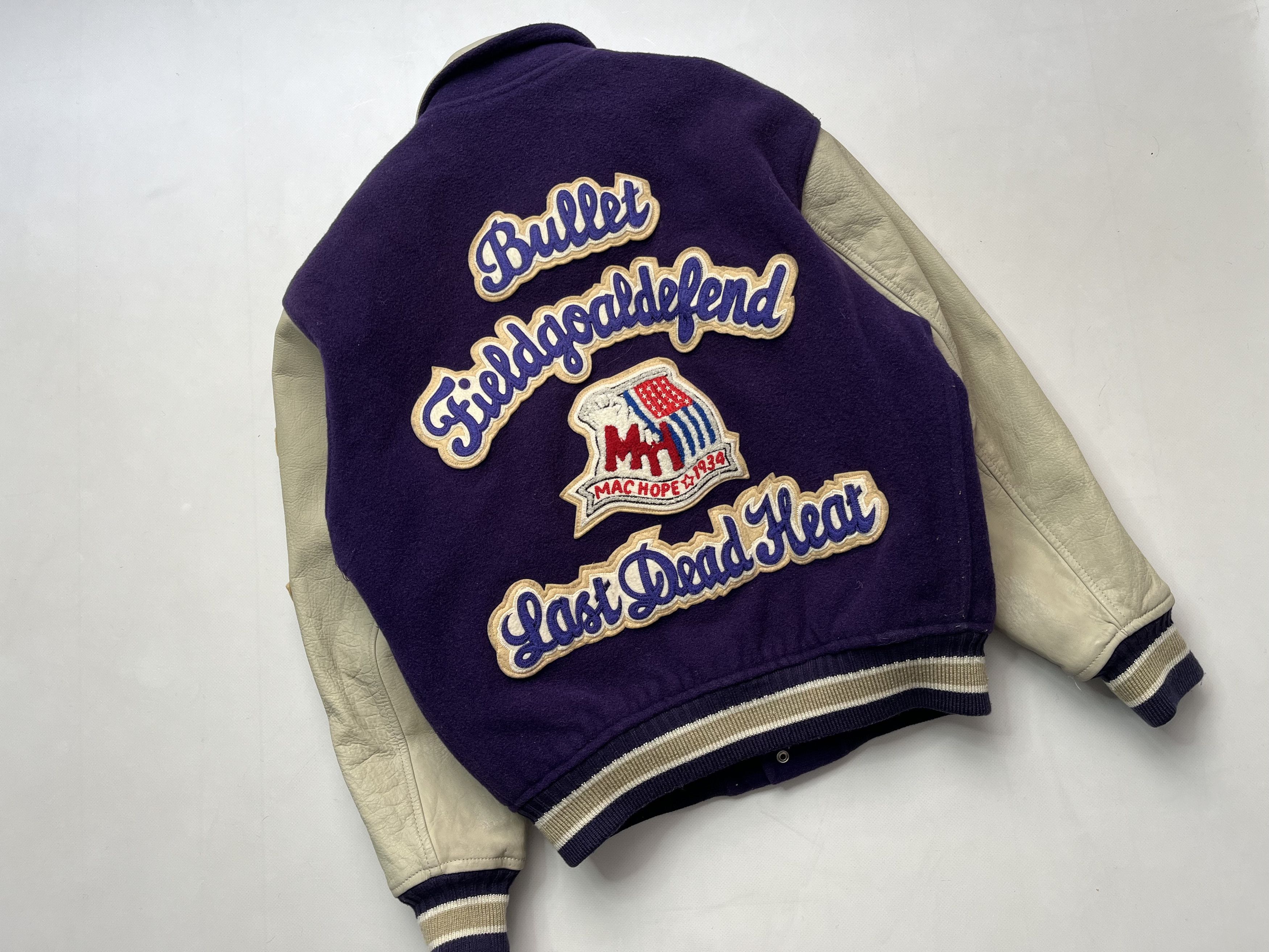 Vintage Machopes Bullet Last Dead Heat Leather Varsity Jacket Size US M / EU 48-50 / 2 - 22 Thumbnail