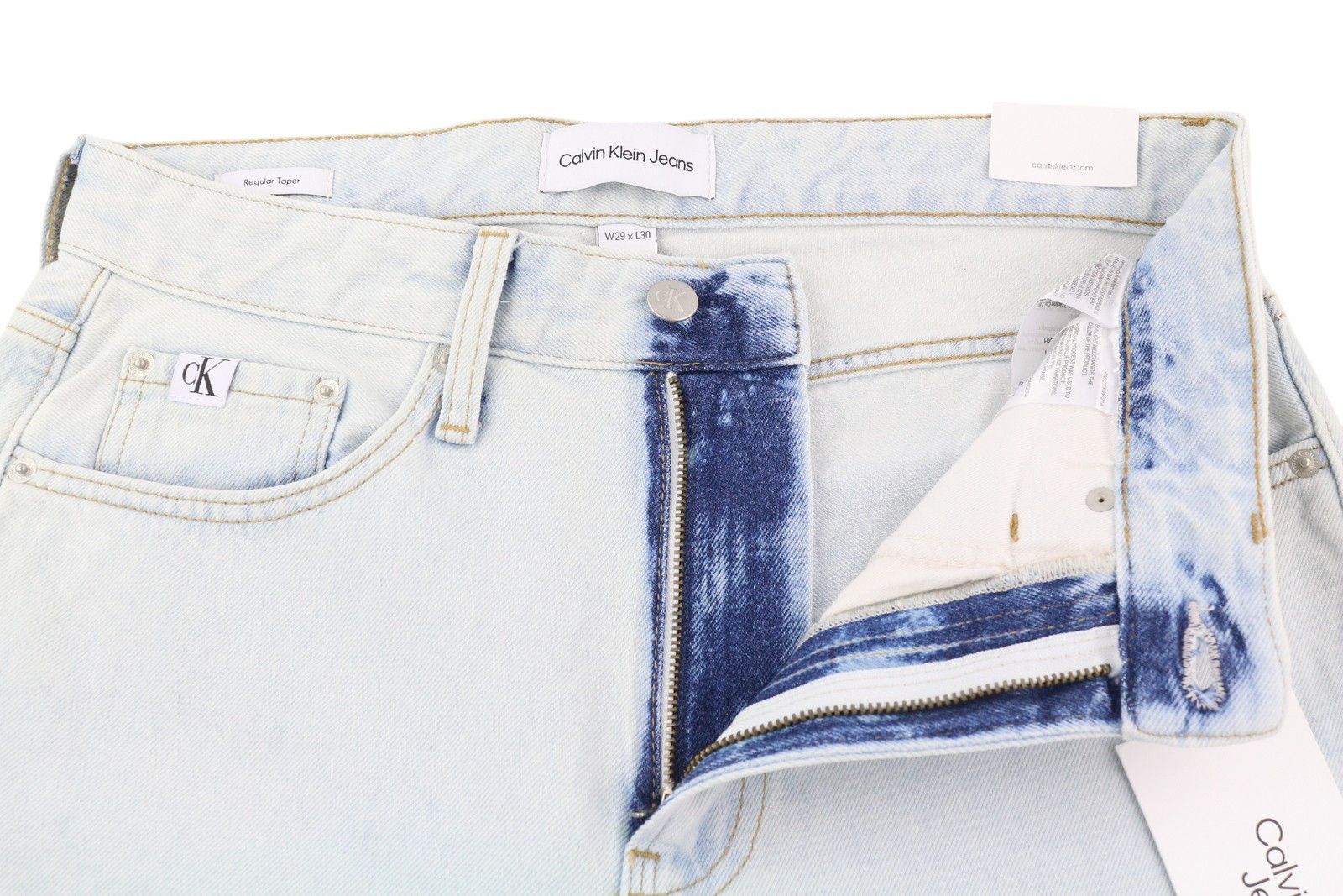 Calvin Klein REGULAR TAPER W29/L30 Light Blue Washed Zip Fly Denim 85324 Size US 29 - 4 Thumbnail