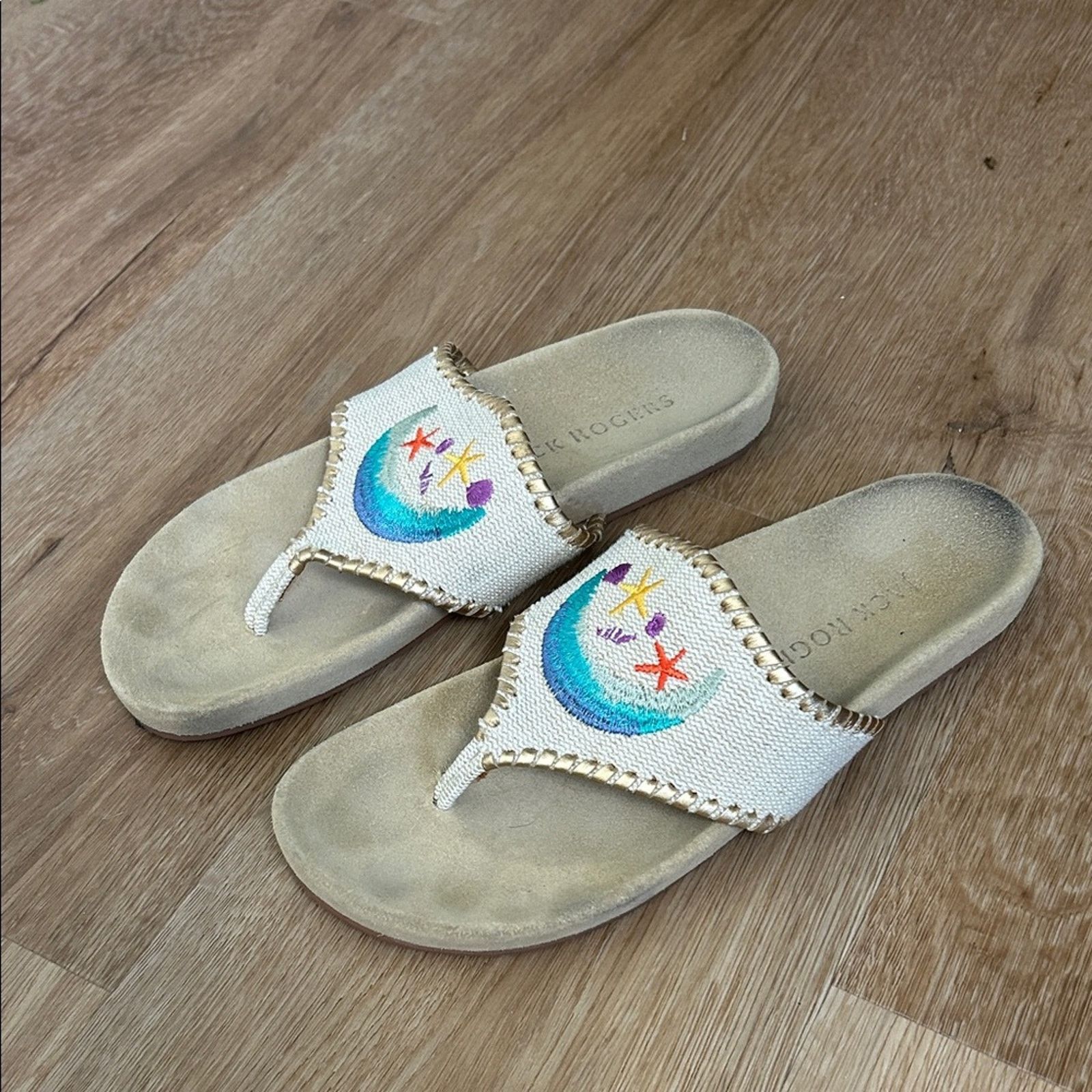Jack Rogers Jack Rogers Embroidered Beach Scene Sandals Size US 8.5 / IT 38.5 - 2 Thumbnail