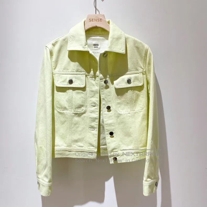 Hermes Hermes Avocado green denim jacket Size XXS / US 00 / IT 34 - 1 Thumbnail
