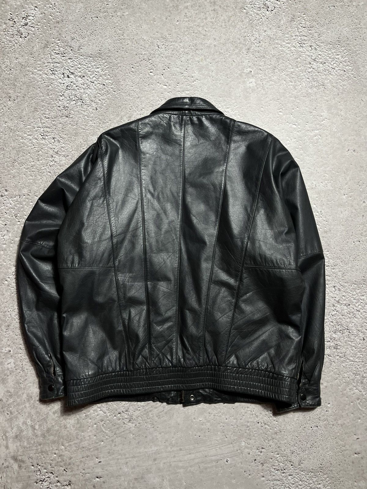 Genuine Leather × Vintage Vintage Black Leather Jacket Oversized 90s Biker Style Size US L / EU 52-54 / 3 - 12 Thumbnail