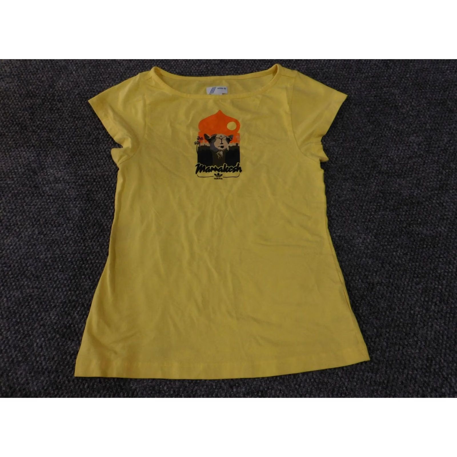 Adidas VINTAGE Adidas Shirt Womens Medium Yellow Marrakesh Graphic Tee Short Sleeve Cotton Size M / US 6-8 / IT 42-44 - 3 Thumbnail