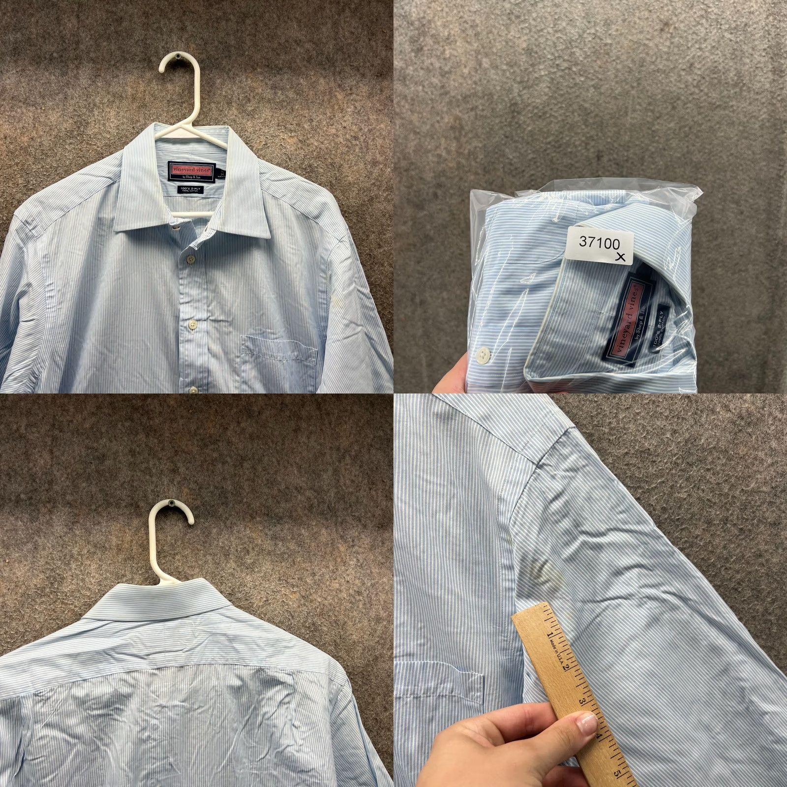 Vineyard Vines Vineyard Vines Shirt Mens 16 Blue Button-Down Oxford Dress 100's 2 Ply Blue Size 42R - 8 Thumbnail