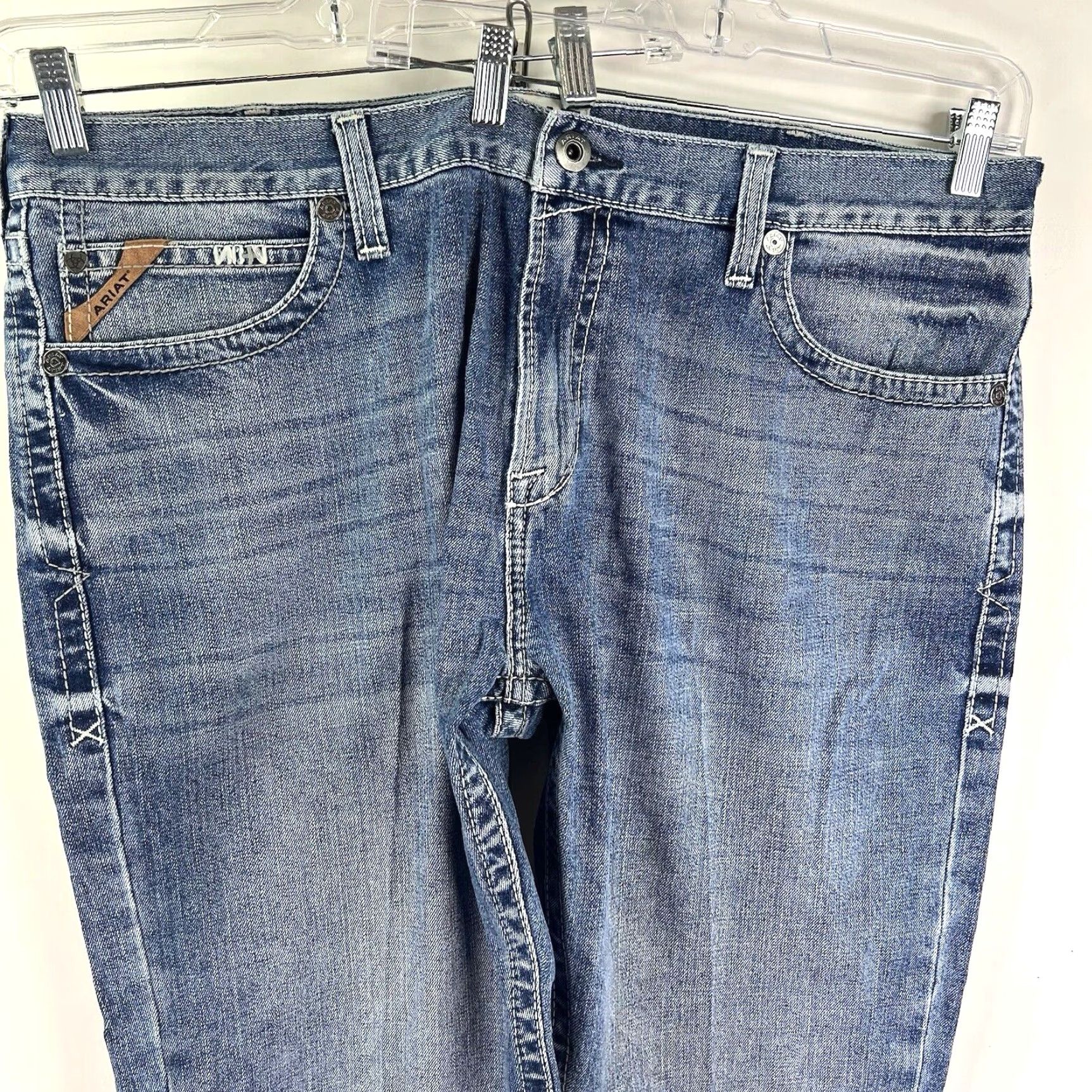 Ariat Ariat M7 Slim Fit Denim Jeans Mens 40 X 34 Blue Slim Straight 5-Pocket USA Cowboy Southwestern 1990s? Size US 40 / EU 56 - 2 Thumbnail