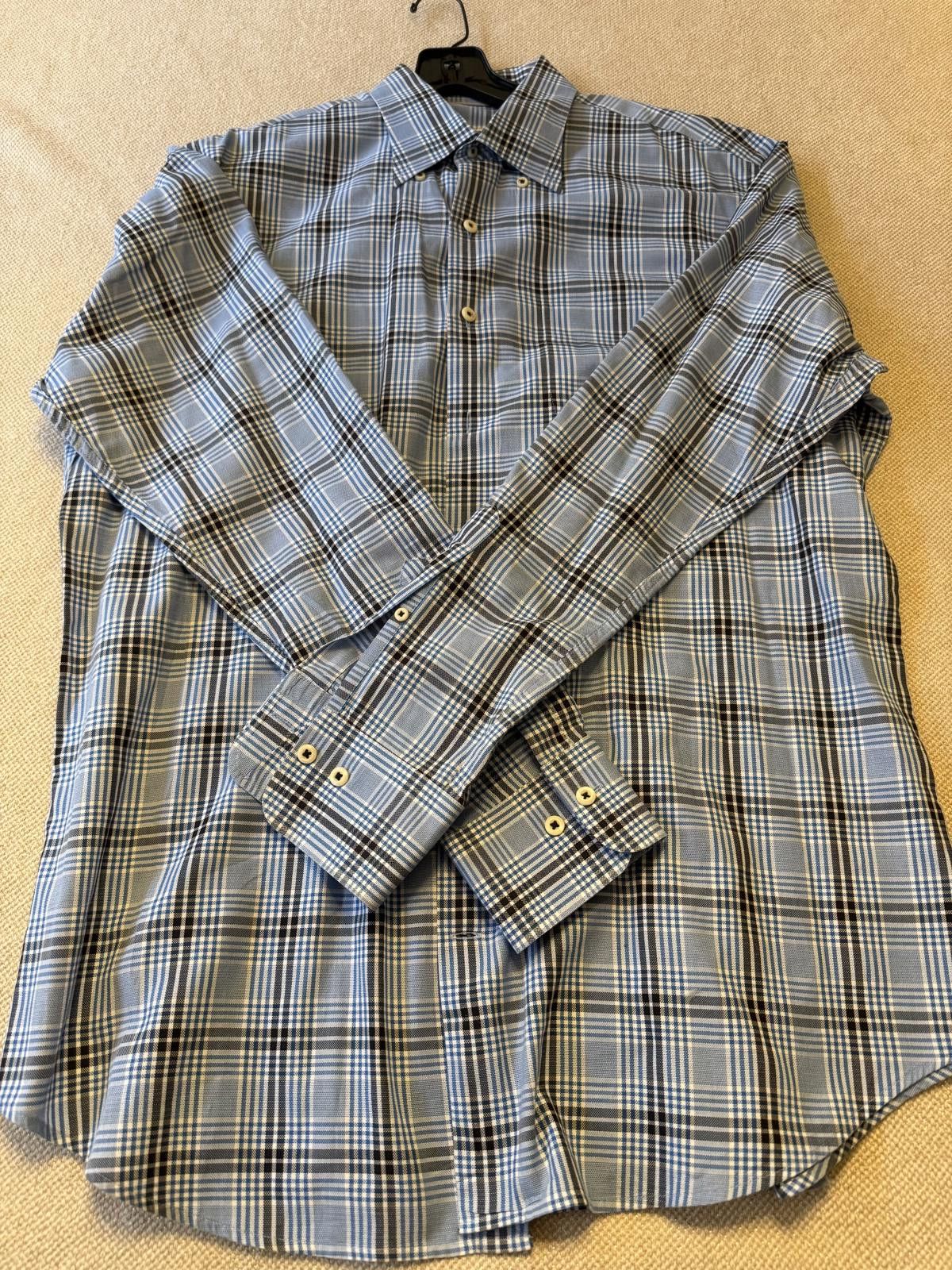 Peter Millar Peter Millar Large Blue Plaid Cotton Button-Up Shirt Size US L / EU 52-54 / 3 - 1 Thumbnail