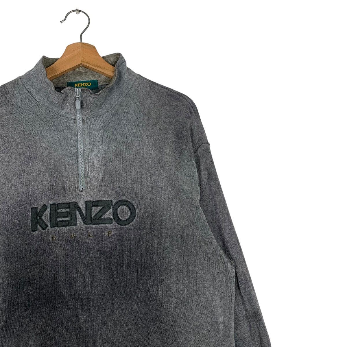 Kenzo Trashed KENZO Embroidery Big Logo Half Zip Sweater #0410-C19 Size US M / EU 48-50 / 2 - 5 Thumbnail
