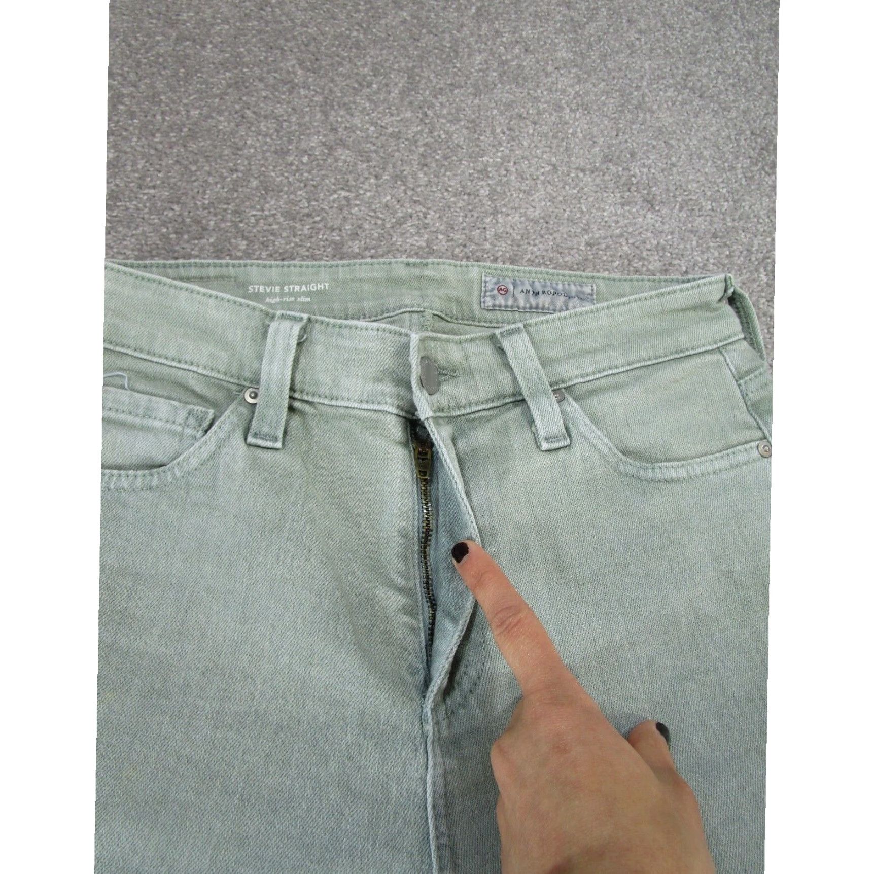 Anthropologie Anthropologie Jeans Womens 26 Stevie Straight Slim Extra Large XL Light Green Denim Size 26" / US 2 / IT 38 - 3 Thumbnail