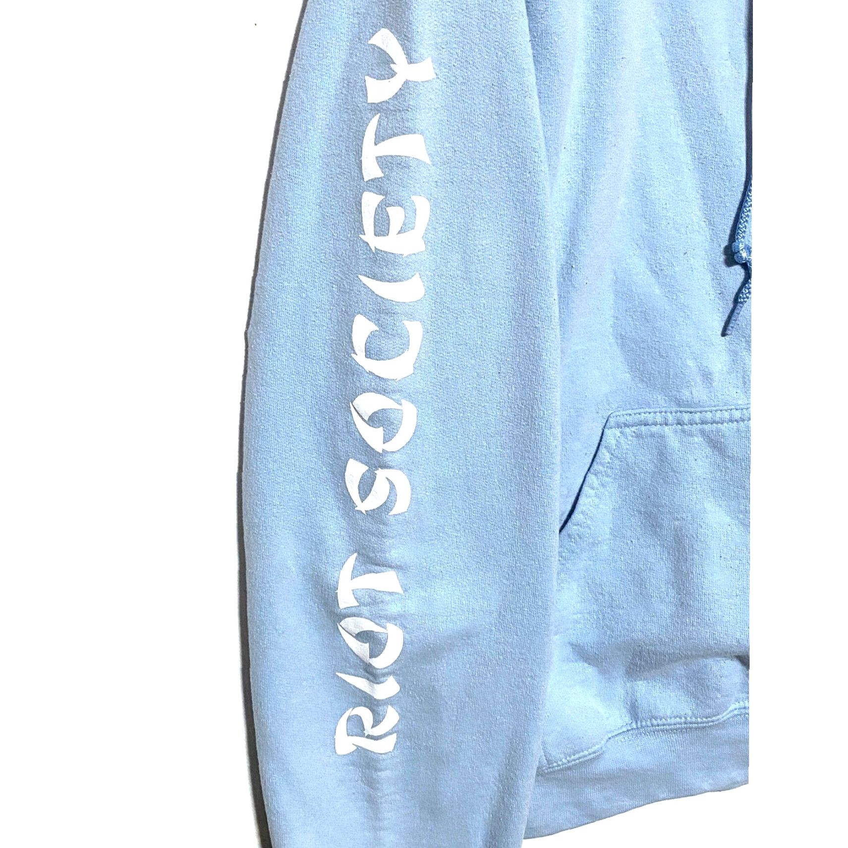 Vintage Riot Society Hoodie Sweatshirt Mens S Blue Embroidered Drawstring Hooded Pockets Fleece Cotton Polyester Size US S / EU 44-46 / 1 - 4 Thumbnail