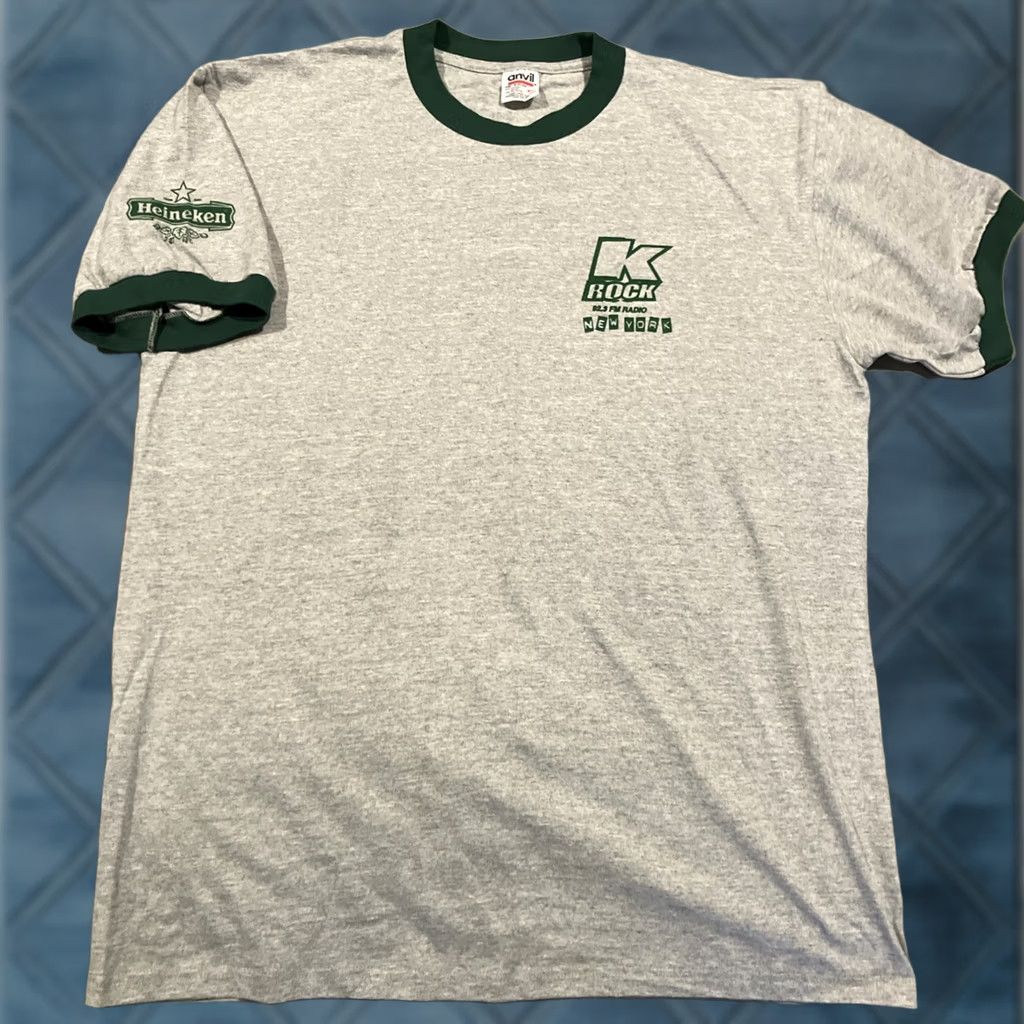 Anvil VINTAGE KROCK 92.3 Howard Stern Heineken Ringer T Shirt XL Gray Mens Shirt Size US XL / EU 56 / 4 - 1 Thumbnail