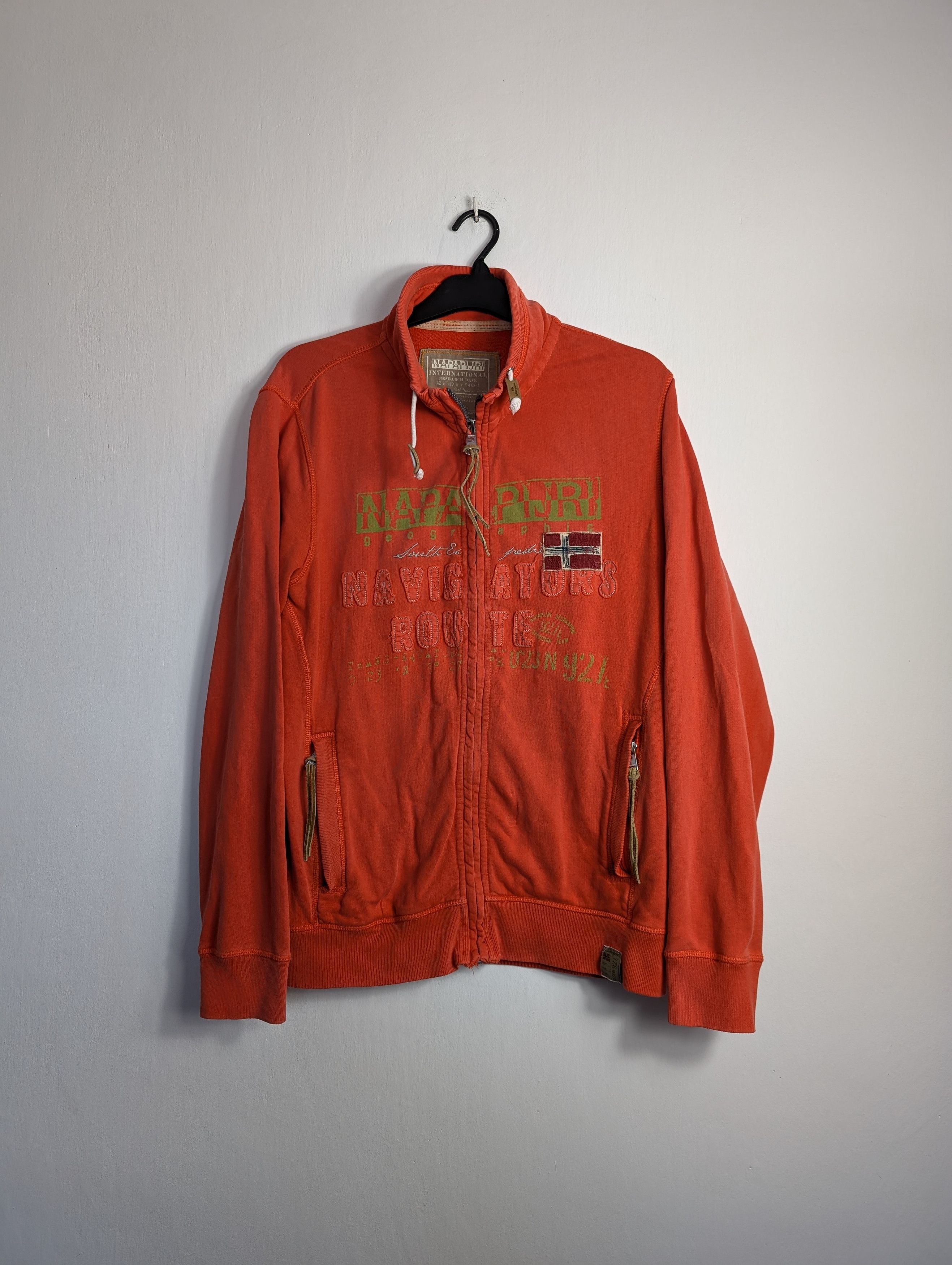 Napapijri × Vintage Vintage Napajiri Zip Up Sweatshirt Orange Size US XL / EU 56 / 4 - 1 Thumbnail