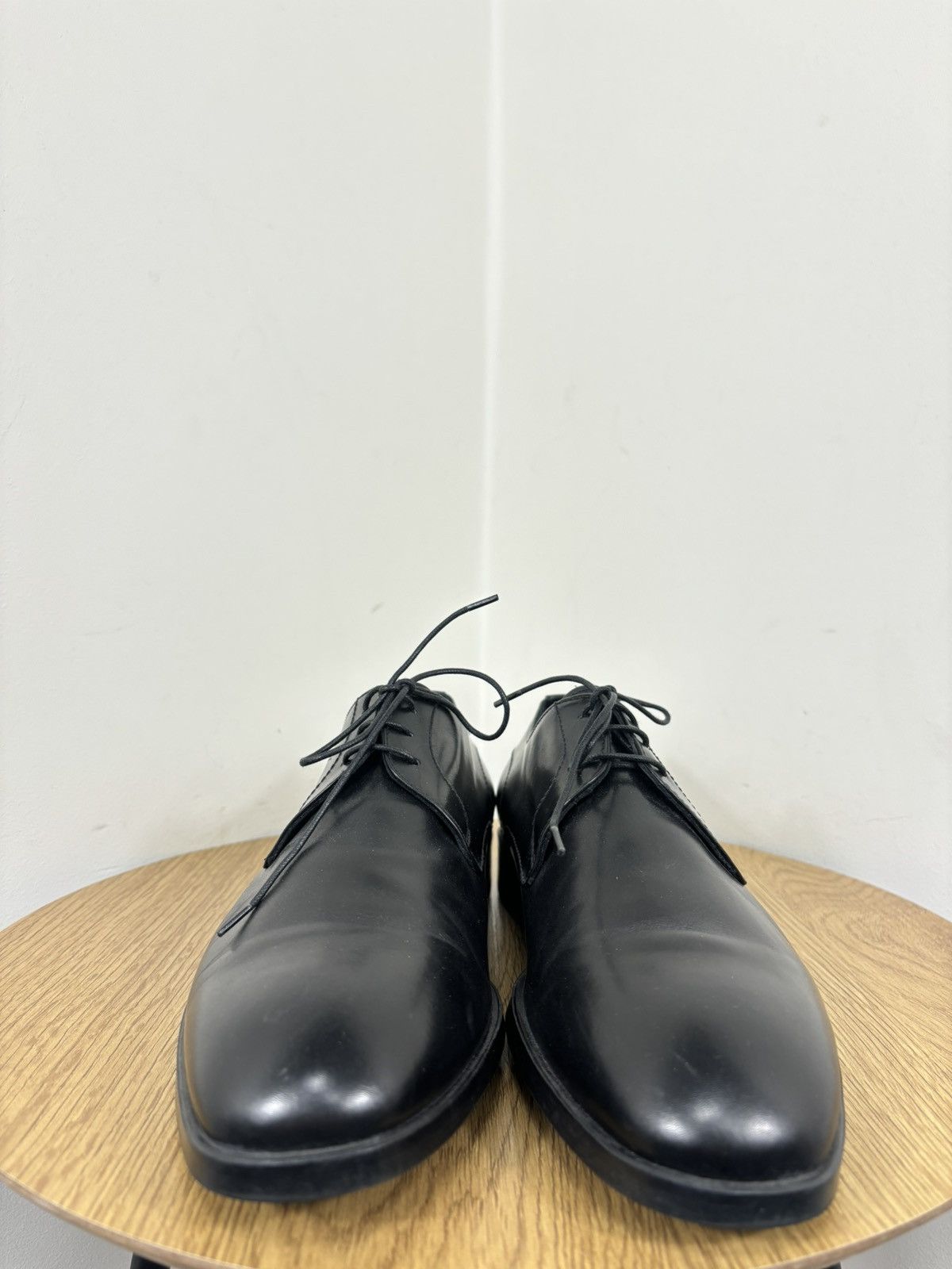 Doucal's Doucal’s Men’s Italian Handmade Black Leather Derby Shoes Size US 7.5 / EU 40-41 - 6 Thumbnail
